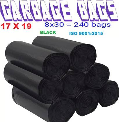 hirdeshanusar black 17x19 PACK OF 8 x 30 ( 240 BAGS )100%Biodegradable /Plastic / Dustbin Bags / Waste & Recycling/trash bags/ Eco-friendly etc. Kitchens, Hotels, Offices,Toilets, Malls and Parks. small 10 L Garbage Bag (240 Bags) small 10 L Garbage Bag ( 240 Bags) small 10 L Garbage Bag (240 Bags) small 10 L Garbage Bag (240 Bags) Small 10 L Garbage Bag  Pack Of 240