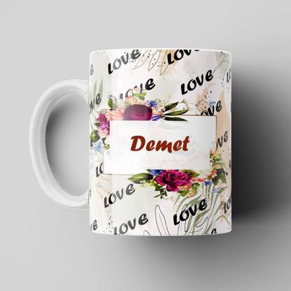 Beautum Love Demet Romantic Name White Ceramic Coffee Best Gift For Loved Ones Model No:BLVNM004582 Ceramic Coffee Mug