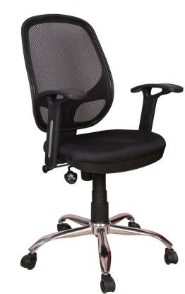 Rajpura 802 Medium Back Revolving Chair with push back mechanism in Black Fabric and mesh/net back Fabric Office Executive Chair