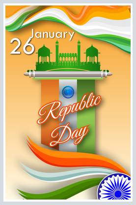 Taranga Happy Republic Day 26 January Sun Board Poster Sign Size 12×18 Poster Multicolor Paper Print