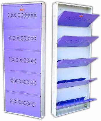 SKP FACTORY Metallic Double Decker Metal Shoe Rack 24 Inches Wide Double Decker Wall Mounted Metal Shoe Rack