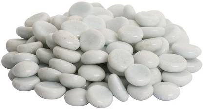 vanni obsession Glossy Finish Decorative Shiny Glass Pebbles For Aquarium Vase Filler Home Garden & Outdoor Decoration (Egg White, 1 Kg) Polished, Carved Round, Oval Fire Glass Pebbles