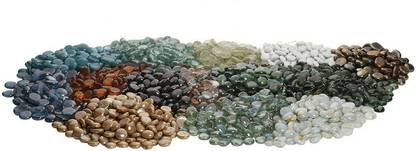 Colour Stone Glossy Finish Decorative Shiny Glass Pebbles For Aquarium Vase Filler Plant Pots Home Garden & Outdoor Decoration (Multi Colour, 2 Kg) Polished, Carved Round, Oval Fire Glass Pebbles