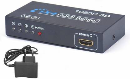GoodsBazaar  TV-out Cable (1x4) 4 Port HDMI Splitter with 3d Support Full HD Hub Media Repeater Amplifier