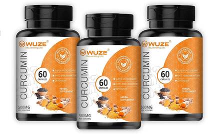 Wuze Curcumin (Turmeric Extract) with Piperine (Black pepper extract) Pack of 3