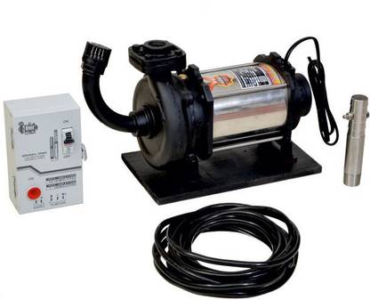 Jaisinghani Open Well Submersible Pump 1HP Head Size 72 Feet Comes with Heavy Wooden Stand, 50 Feet Cable Submersible Water Pump