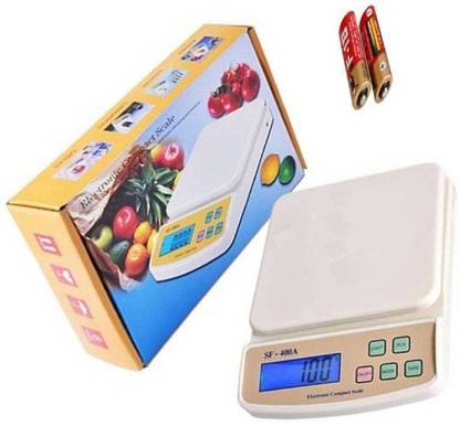 Zeom Fine & Durable Ultra Light Electronic Digital SF 400A 10 Kg With Battery Best Qualtiy Kitchen Use Weighing Scale (White) Weighing Scale