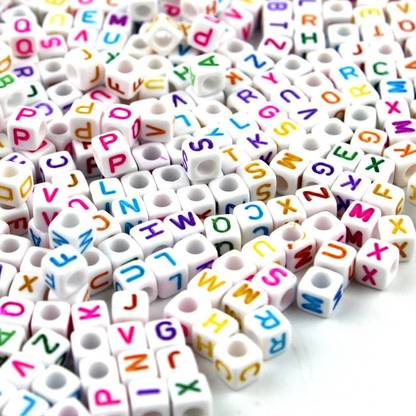 BBS DEAL 350 Pieces 6mm DIY White Colorful Acrylic Alphabet Letter Cube Beads for jewelry making, Bracelets, Necklaces,Children's Educational Toys, Key Chains and Kids Jewelry