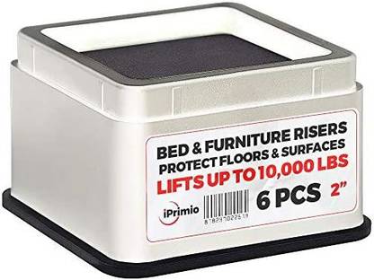 iPrimio Bed and Furniture Risers â€“ Square Elevator up to 2â€ Per Riser and Lifts up to 10,000 LBs-Protect Floors and Surfac