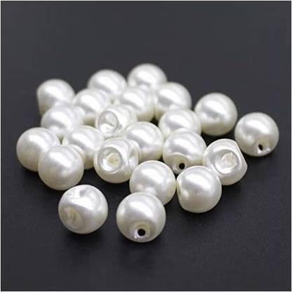 YaHoGa 50Pcs 10Mm Pearl Buttons For Sewing Shirt Skirt Dress Sweater Crafts Bulk (With Hole)