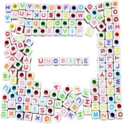 BBS DEAL 300 Pieces 6mm DIY White Colorful Acrylic Alphabet Letter Cube Beads for jewelry making, Bracelets, Necklaces,Children's Educational Toys, Key Chains and Kids Jewelry