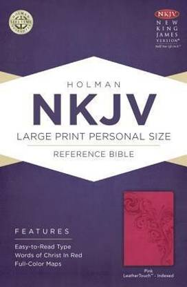 NKJV Large Print Personal Size Reference Bible, Pink LeatherTouch Indexed