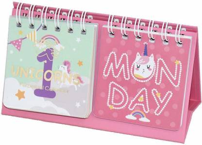 okji enterprises Unicorn Daily Desk Calendar/Daily Date Universal Calendar Magical Unicorn Pink Calendar 2021 Table Calendar