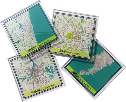 KARTEE Square Glass Coaster Set