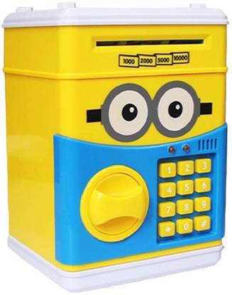 R H lifestyle Minion Style Cartoon Saving Box - ATM Piggy Bank with Password Coin Bank