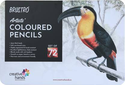 BRuSTRO Artists Colour Pencil Set of 72 (in an Elegant tin Box) Round Shaped Color Pencils