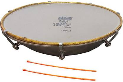 new jaibharat musicals Steel Dhol Tasha Drum 15 inch (14x2) with Stick Nut & Bolts Dholak