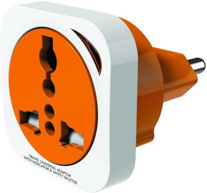 GM 3009-2 Pin Square Universal Travel Adaptor (with Surge Protector and Safety Shutter) Pack of 2 Two Pin Plug