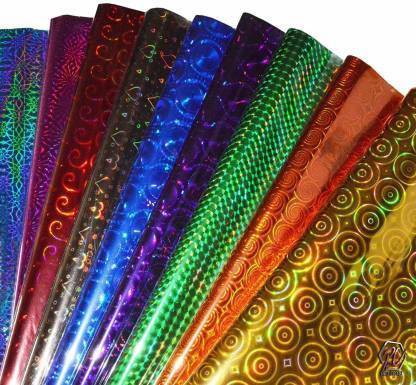 Red Crush Plastic Holographic Metallic Colour Paper Wrapping Sheets Especially for Gifts for Loved, 24x17-inch 100-Sheets (Multicolour) (100) Holographic Metallic Gift Wrapper