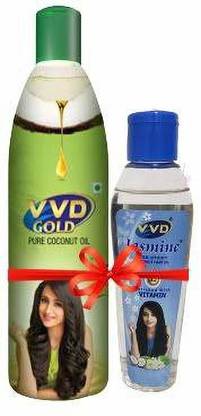 VVD Combo Pack - Gold Coconut Oil 500ml and 100ml Jasmine  Hair Oil