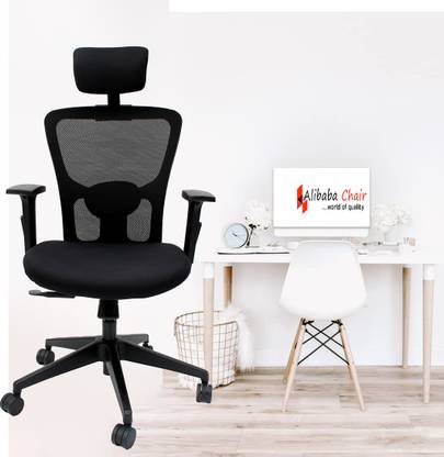 Alibaba chair ... world of quality Jazz (High Back) computer revolving chair with nylon base Fabric, Nylon, Mesh Office Adjustable Arm Chair
