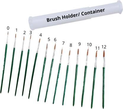 Upyukat Artist Paint Brushes Set and Plastic Brush Container- Round artist paint brush (set of 13 brushes, Size No. 0 to 12) with Plastic Painting Brush Box/ Painting Brush Holder/ Container for storing paint brushes