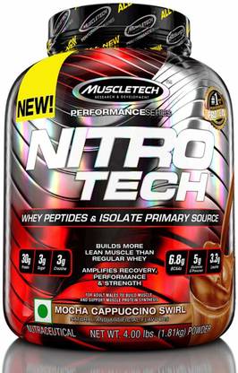 Muscletech Nitro-Tech Whey Isolate + Peptides, Lean Muscle Builder Protein Whey Protein