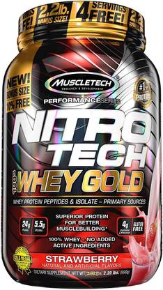 Muscletech Nitro-Tech Whey Gold|Whey Protein Powder|Whey Protein Isolate + Peptides Whey Protein