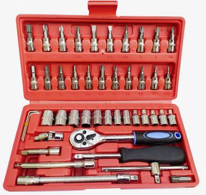 Inditrust 46pcs Socket Set ( size - 1/4-Inch ) Tool Ratchet Torque Wrench Combo Tools Kit Car Repair Tools Set Socket Set