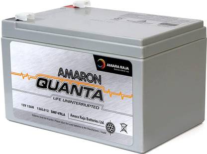 amaron Quanta VRLA 12-12/12V, 12AH at C20 SMF UPS-Emergency Battery for Use in UPS/Solar and More Instruments 12 V Offline/Standby Rack-mount Model UPS 2 Outlet Plugs