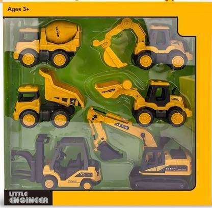 Galactic Toys Excavator Bulldozer Truck for Kids, Construction Tractor Toys, Engineer Caterpillar Construction Vehicle Sets of 6, Toy Truck Machine, Movable Claw Loader Digger Trucks Toys for Boys (Little Engineer 6pc) (Set of 6), (Multicolor, Pack of: 1)
