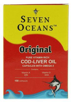 seven oceans Cod Liver oil 100 capsules 100 gm Omega 3 Vitamins Capsule