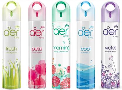 Godrej Aer Fresh, Petal, Morning, Cool, Violet Spray  (5 x 220 ml)