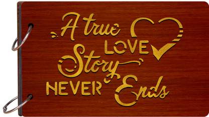 Craft Qila A true love story never ends Wooden Scrapbook Photo Album for Memorable Gift Size (26cm x 16cm x 4cm) Album
