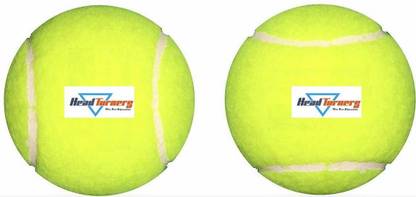 HeadTurners Light Weight Rubber Tennis Ball (Yellow Green) - Pack of 2 Cricket Tennis Ball