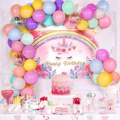SV Traders Solid Pastel Balloon Combo Of 102 Pcs-Rose Gold Confetti Balloons(10)+Pastel Multi Color Balloons (90)+Balloon Glue Dots 100(1)+Balloon Arch Garland(1) Balloon