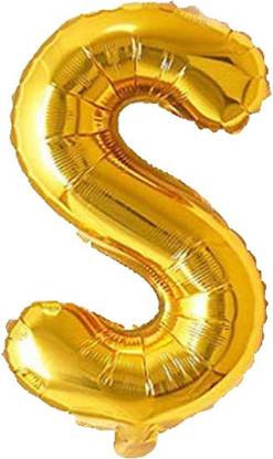 CherishX.com Solid Alphabet Foil Balloon Golden Colour 17 Inch Golden- S Letter Letter Balloon