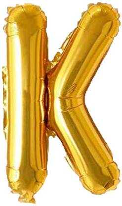 CherishX.com Solid Alphabet Foil Balloon Golden Colour 17 Inch Golden- K Letter Letter Balloon