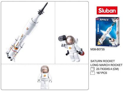 Sluban Space Theme , Saturn Rocket/Long March Rocket , 167 Piece , Block Bricks Toys , Lego Compatible , Construction Set , Made Of Non-Toxic Abs , Educational Toy ,M38-B0735 , Multi Color For Kids
