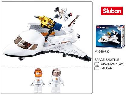 Sluban Space Theme , Space Shuttle , 231 Piece , Block Bricks Toys , Lego Compatible , Construction Set , Made Of Non-Toxic Abs , Educational Toy ,M38-B0736 , Multi Color For Kids