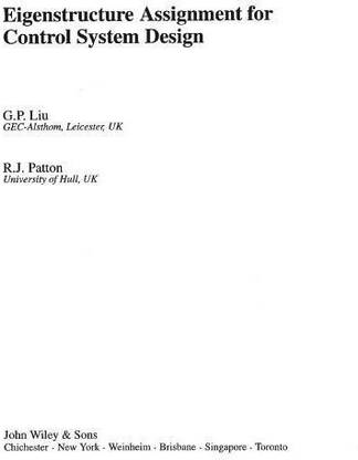 Eigenstructure Assignment for Control System Design