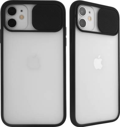 UniqTech Front & Back Case for Camera Slider Smoke Case Back Cover Compatible with iPhone 12- (Black)