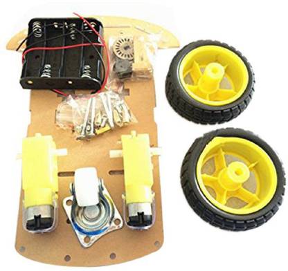 Tech bee techno solutions 2Wd Smart Robot Bot with Chassis, Bo Motor, Wheels, Clamps, Speed Encoder, Battery Box, Switch - Diy Robot Chassis Educational Electronic Hobby Kit