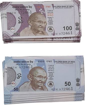VK MART printed Indian fake Currency notes look like real money. ( Rs.50, Rs.100 Notes 200pc) Children Dummy fake Notes for kids. Money Gag Toy