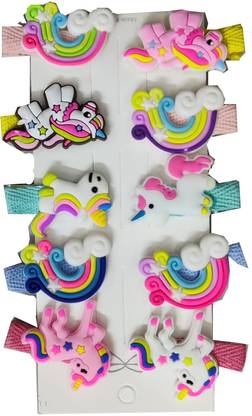 Dhinchak Rainbow Unicorn Hair Clips Set Baby Hairpin for Kids Girls Toddler Barrettes Hair Accessories ( 10 Piece) Hair Clip