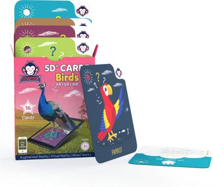 RedChimpz 5D AR VR Flash card for Kids | Augmented and Virtual Reality Based Educational Learning Toy | Contains Aquatic Life & Birds Flashcards | For the Age of 3-8 Yrs | With iOS & Android app | Set of 40 Flash cards
