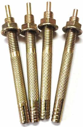 A C Engineers Nut & Bolt Set Plated Pin Drive Expansion Bolts-Hammer Strike Pin Anchor Fasteners (10 MM x 100 MM) (4)