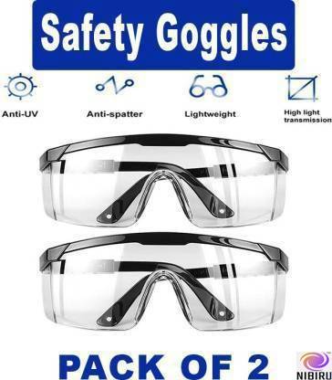 Nibiru High Quality Anti-Dust Windproof Eye Protection Goggles Safety Goggles (Pack of 2) Foldable Adjustable Power Tool, Welding, Laboratory, Blowtorch, Wood-working Safety Goggle Safety Googles , Foldable Adjustable Anti-fog Safety Goggles Anti-Sneeze Liquid Eye Protection Power Tool, Welding, Blowtorch, Laboratory, Wood-working Safety Goggle Power Tool, Welding, Laboratory, Blowtorch, Wood-working  Safety Goggle