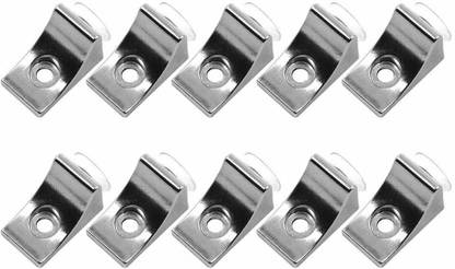 ATLANTIC Glass Shelf Right Angle Fixing Clip Bracket Aluminium with Suction Cup (Silver, Standard Size) -Pack of 10 Pieces 0 Shelf Bracket