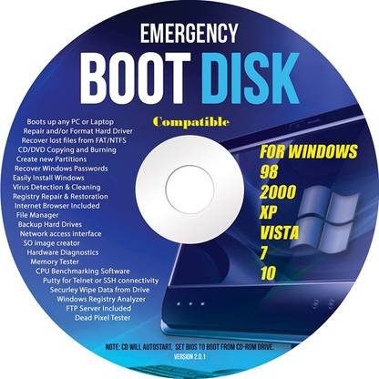 COMPATIBLE Ralix Windows Emergency Boot Disk - For Windows 98, 2000, XP, Vista, 7, 10 PC Repair DVD All in One Tool (Latest Version)